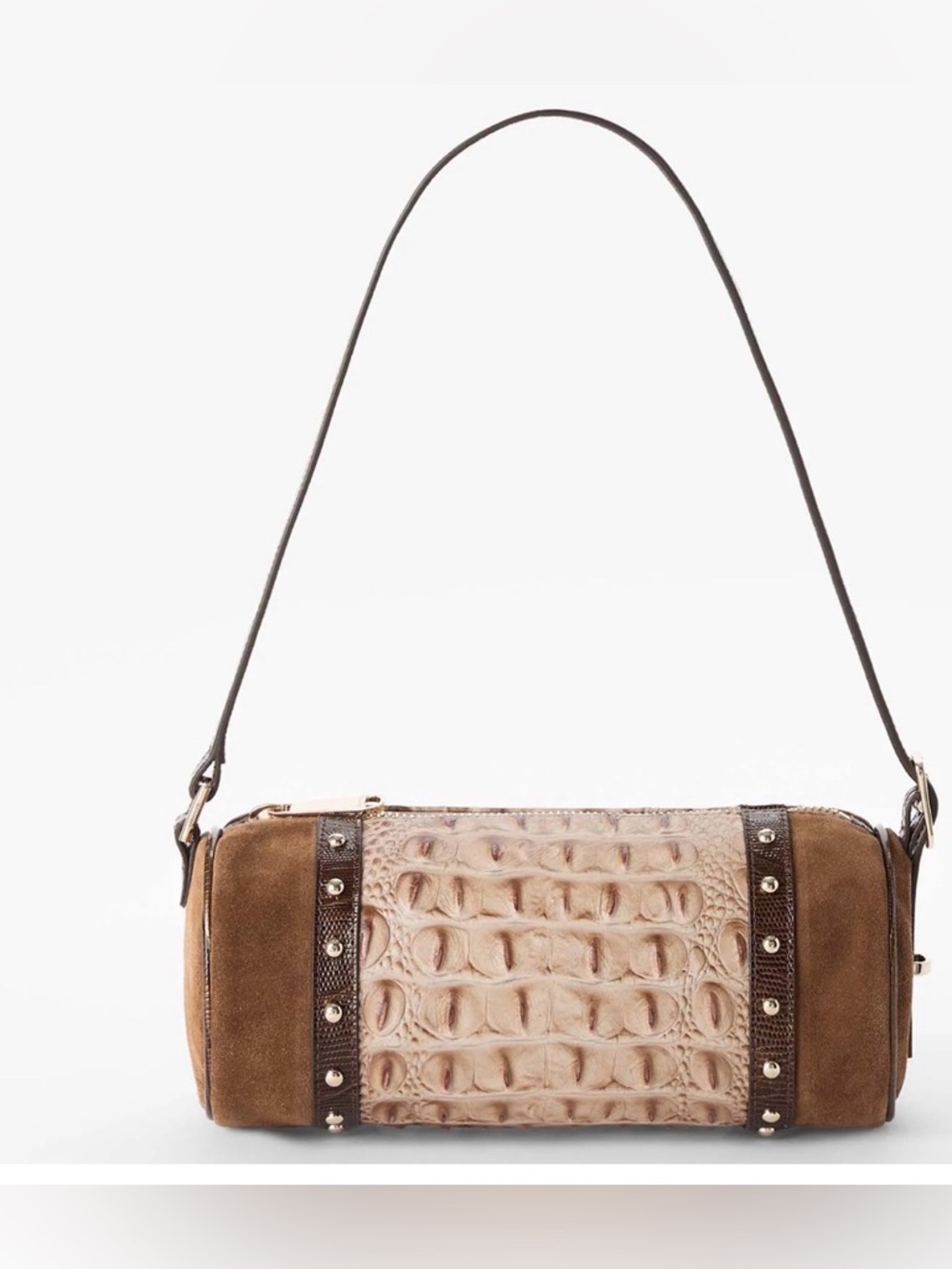 ❤️🔥Brahmin Billie Taupe Ensemble Genuine Leather and Suede Handbag LOW PRICE!